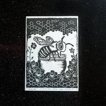 Load image into Gallery viewer, Honey Bee Limited Edition Original A5 Linocut Print