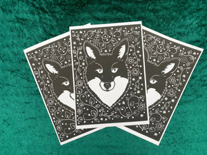 Posters, Prints, & Visual Artwork Botanical Fox Linocut Original A4 Linocut Print Michelle Midwinter