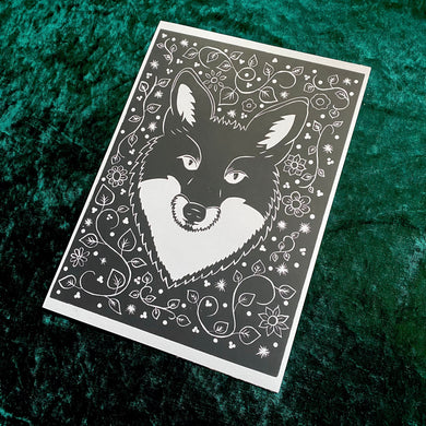 Posters, Prints, & Visual Artwork Botanical Fox Linocut Original A4 Linocut Print Michelle Midwinter