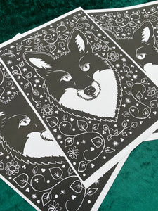 Posters, Prints, & Visual Artwork Botanical Fox Linocut Original A4 Linocut Print Michelle Midwinter