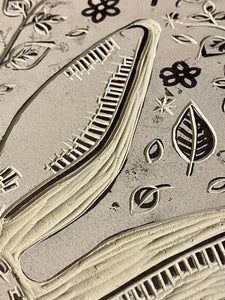 Posters, Prints, & Visual Artwork Botanical Hare Linocut Original A4 Print Michelle Midwinter