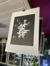 Load image into Gallery viewer, Posters, Prints, &amp; Visual Artwork Clouds Optical Illusion Linocut Original A4 Print Michelle Midwinter