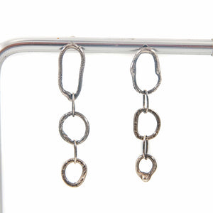 Dangle Earrings Melted Chain Silver Dangle Drop Earrings Midwinter Hollow