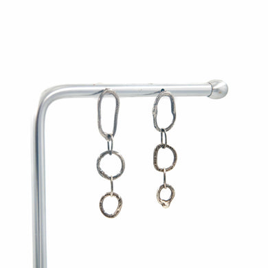 Dangle Earrings Melted Chain Silver Dangle Drop Earrings Midwinter Hollow