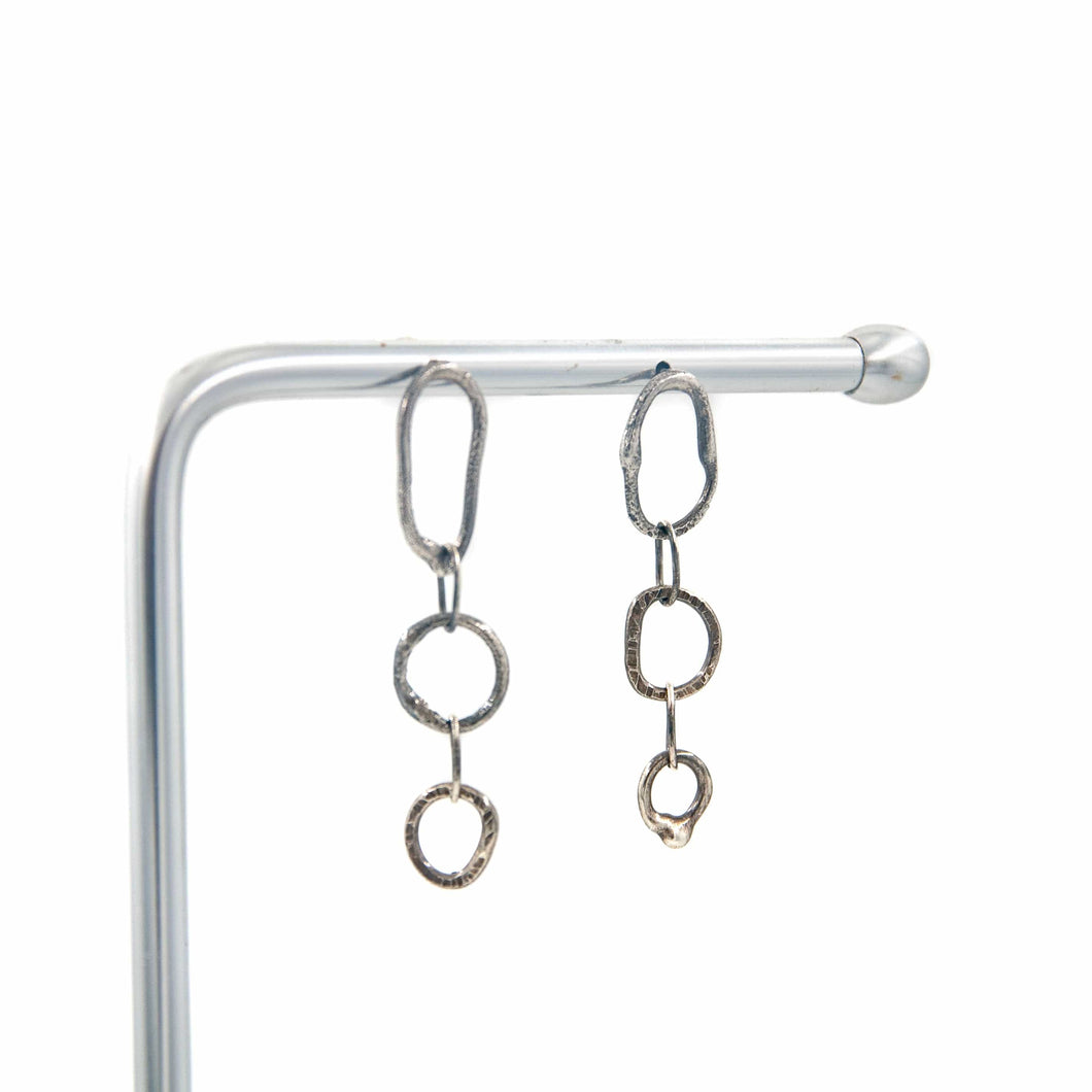 Dangle Earrings Melted Chain Silver Dangle Drop Earrings Midwinter Hollow