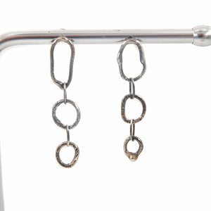 Dangle Earrings Melted Chain Silver Dangle Drop Earrings Midwinter Hollow