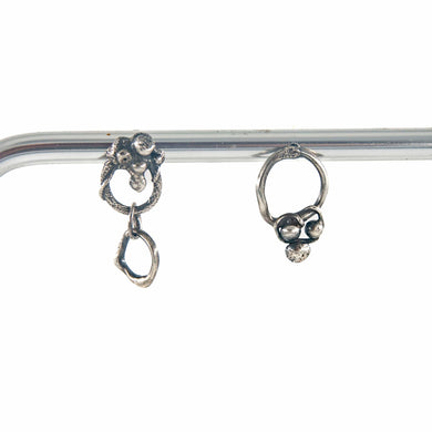 Dangle Earrings Mismatched Recycled Silver Asymmetrical Dangle Drop Earrings Midwinter Hollow