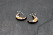 Load image into Gallery viewer, Dangle Earrings Painted Wooden Moon Dangle Earrings Midwinter Hollow