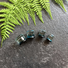 Load image into Gallery viewer, Turquoise Blue Dichroic Glass Ear Gauge, Ear Plug