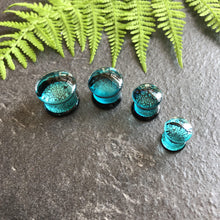 Load image into Gallery viewer, Turquoise Blue Dichroic Glass Ear Gauge, Ear Plug