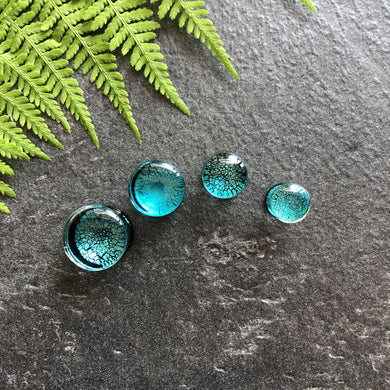 Turquoise Blue Dichroic Glass Ear Gauge, Ear Plug