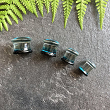 Load image into Gallery viewer, Turquoise Blue Dichroic Glass Ear Gauge, Ear Plug