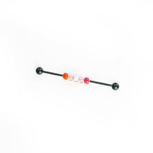Load image into Gallery viewer, Industrial Piercing Scaffold Piercing Jewellery Lesbian Pride Bead Industrial Barbell - Scaffold Piercing, Surgical Steel Black / 32mm Midwinter Hollow