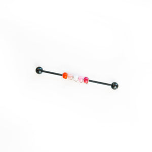 Industrial Piercing Scaffold Piercing Jewellery Lesbian Pride Bead Industrial Barbell - Scaffold Piercing, Surgical Steel Black / 32mm Midwinter Hollow