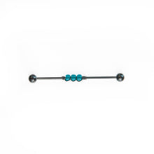 Load image into Gallery viewer, Industrial Piercing Scaffold Piercing Jewellery Teal Bead Industrial Barbell - Scaffold Piercing, Surgical Steel Black / 32mm Midwinter Hollow