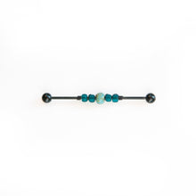 Load image into Gallery viewer, Industrial Piercing Scaffold Piercing Jewellery Turquoise &amp; Teal Bead Industrial Barbell - Scaffold Piercing, Surgical Steel Black / 32mm Midwinter Hollow