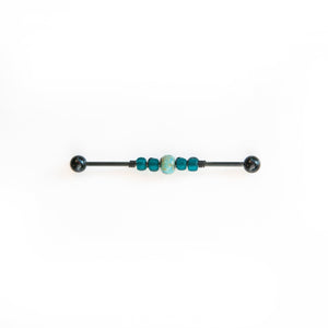 Industrial Piercing Scaffold Piercing Jewellery Turquoise & Teal Bead Industrial Barbell - Scaffold Piercing, Surgical Steel Black / 32mm Midwinter Hollow