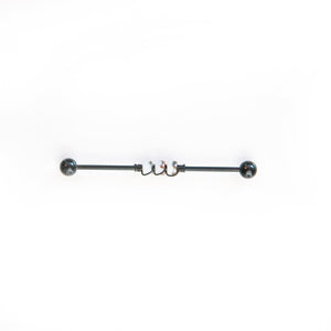 Industrial Piercing Scaffold Piercing Jewellery White Bead Industrial Barbell - Scaffold Piercing, Surgical Steel Black / 32mm Midwinter Hollow