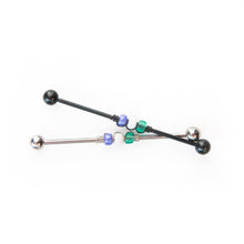Load image into Gallery viewer, Industrial Piercing Scaffold Piercing Jewellery Genderqueer Pride Bead Industrial Barbell - Scaffold Piercing, Surgical Steel Midwinter Hollow