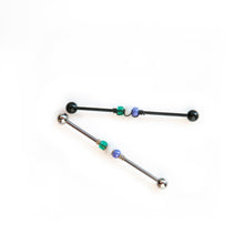 Load image into Gallery viewer, Industrial Piercing Scaffold Piercing Jewellery Genderqueer Pride Bead Industrial Barbell - Scaffold Piercing, Surgical Steel Midwinter Hollow