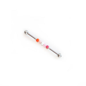 Industrial Piercing Scaffold Piercing Jewellery Lesbian Pride Bead Industrial Barbell - Scaffold Piercing, Surgical Steel Midwinter Hollow