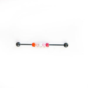 Industrial Piercing Scaffold Piercing Jewellery Lesbian Pride Bead Industrial Barbell - Scaffold Piercing, Surgical Steel Midwinter Hollow