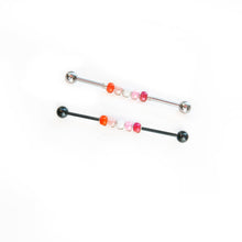 Load image into Gallery viewer, Industrial Piercing Scaffold Piercing Jewellery Lesbian Pride Bead Industrial Barbell - Scaffold Piercing, Surgical Steel Midwinter Hollow