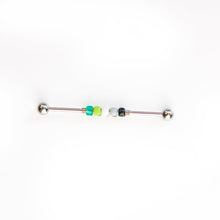 Load image into Gallery viewer, Industrial Piercing Scaffold Piercing Jewellery Aromantic Pride Bead Industrial Barbell - Scaffold Piercing, Surgical Steel Silver / 32mm Midwinter Hollow