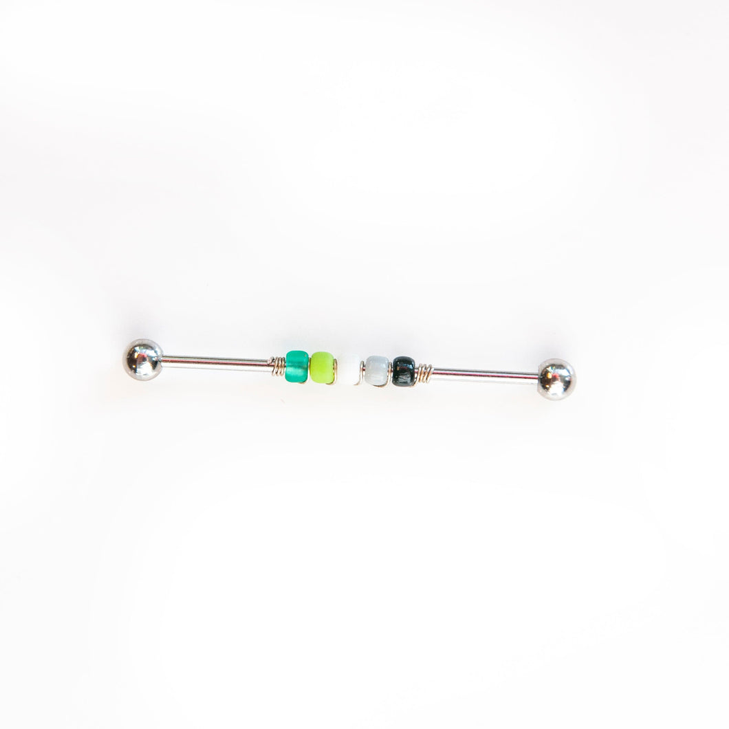 Industrial Piercing Scaffold Piercing Jewellery Aromantic Pride Bead Industrial Barbell - Scaffold Piercing, Surgical Steel Silver / 32mm Midwinter Hollow