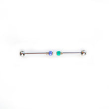 Load image into Gallery viewer, Industrial Piercing Scaffold Piercing Jewellery Genderqueer Pride Bead Industrial Barbell - Scaffold Piercing, Surgical Steel Silver / 32mm Midwinter Hollow