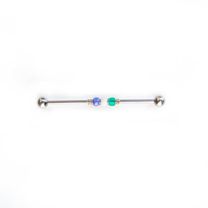 Industrial Piercing Scaffold Piercing Jewellery Genderqueer Pride Bead Industrial Barbell - Scaffold Piercing, Surgical Steel Silver / 32mm Midwinter Hollow