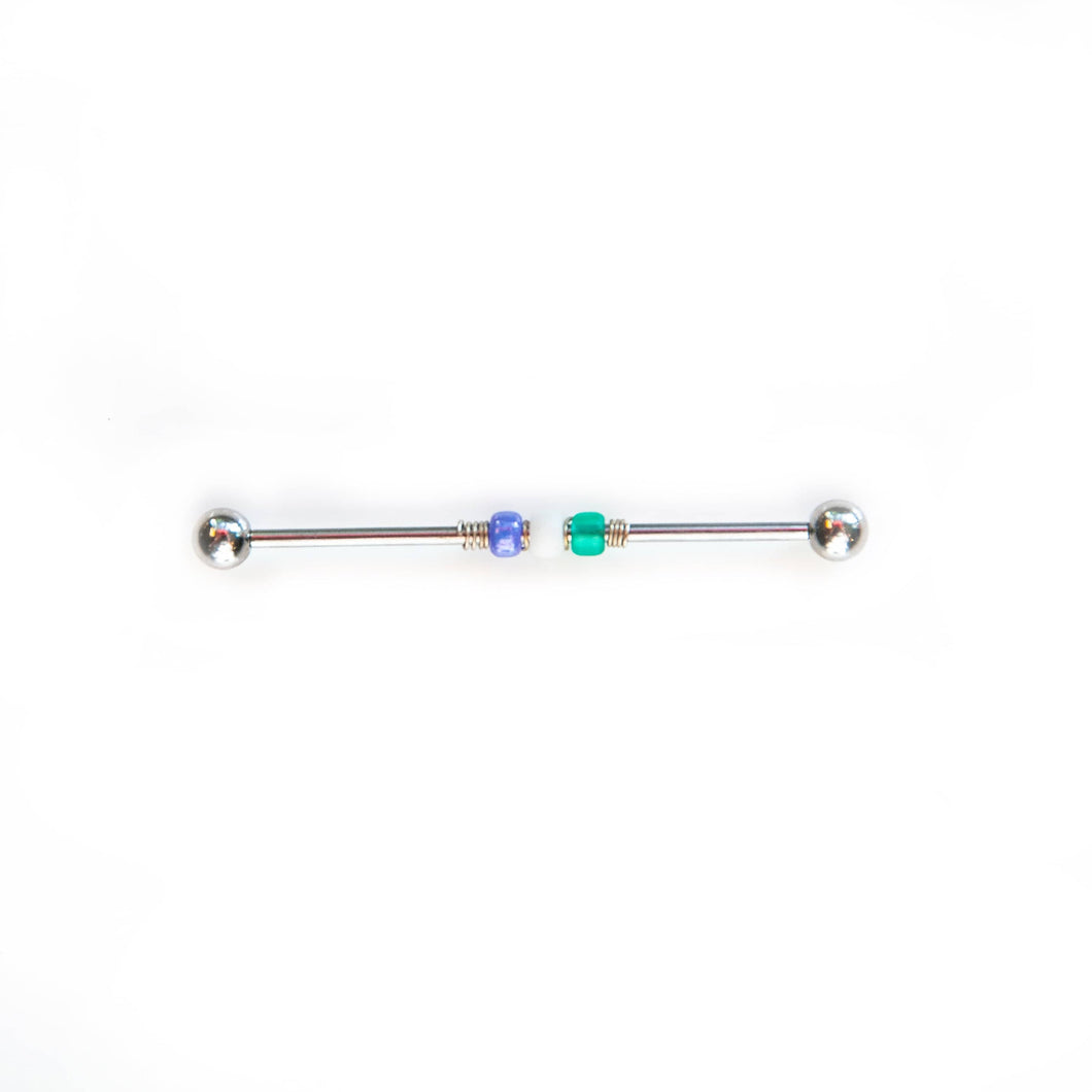 Industrial Piercing Scaffold Piercing Jewellery Genderqueer Pride Bead Industrial Barbell - Scaffold Piercing, Surgical Steel Silver / 32mm Midwinter Hollow