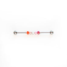 Load image into Gallery viewer, Industrial Piercing Scaffold Piercing Jewellery Lesbian Pride Bead Industrial Barbell - Scaffold Piercing, Surgical Steel Silver / 32mm Midwinter Hollow