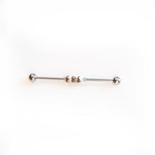 Load image into Gallery viewer, Industrial Piercing Scaffold Piercing Jewellery White Bead Industrial Barbell - Scaffold Piercing, Surgical Steel Silver / 32mm Midwinter Hollow