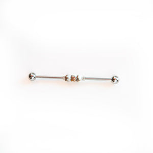 Industrial Piercing Scaffold Piercing Jewellery White Bead Industrial Barbell - Scaffold Piercing, Surgical Steel Silver / 32mm Midwinter Hollow