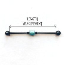 Load image into Gallery viewer, Industrial Piercing Scaffold Piercing Jewellery Teal Bead Industrial Barbell - Scaffold Piercing, Surgical Steel Midwinter Hollow