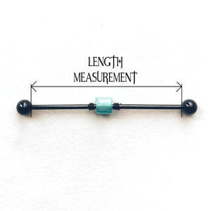 Industrial Piercing Scaffold Piercing Jewellery Teal Bead Industrial Barbell - Scaffold Piercing, Surgical Steel Midwinter Hollow