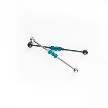 Load image into Gallery viewer, Industrial Piercing Scaffold Piercing Jewellery Teal Bead Industrial Barbell - Scaffold Piercing, Surgical Steel Midwinter Hollow