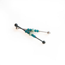 Load image into Gallery viewer, Industrial Piercing Scaffold Piercing Jewellery Turquoise &amp; Teal Bead Industrial Barbell - Scaffold Piercing, Surgical Steel Midwinter Hollow