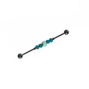 Industrial Piercing Scaffold Piercing Jewellery Turquoise & Teal Bead Industrial Barbell - Scaffold Piercing, Surgical Steel Midwinter Hollow