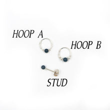Load image into Gallery viewer, Mismatched Stud Earring Set Black Onyx Hoop &amp; Stud Earring Set 1 x Hoop A (1 pc) Midwinter Hollow