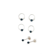 Load image into Gallery viewer, Mismatched Stud Earring Set Black Onyx Hoop &amp; Stud Earring Set Midwinter Hollow