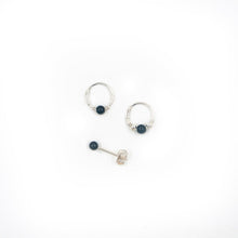 Load image into Gallery viewer, Mismatched Stud Earring Set Black Onyx Hoop &amp; Stud Earring Set Midwinter Hollow