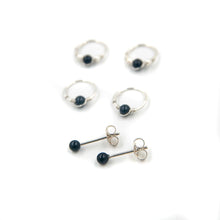 Load image into Gallery viewer, Mismatched Stud Earring Set Black Onyx Hoop &amp; Stud Earring Set Midwinter Hollow