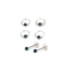 Load image into Gallery viewer, Mismatched Stud Earring Set Black Onyx Hoop &amp; Stud Earring Set Midwinter Hollow