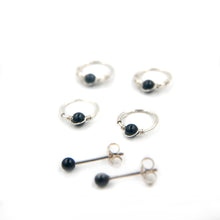 Load image into Gallery viewer, Mismatched Stud Earring Set Black Onyx Hoop &amp; Stud Earring Set Midwinter Hollow
