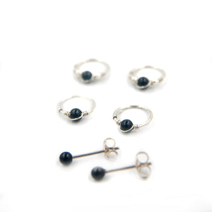 Mismatched Stud Earring Set Black Onyx Hoop & Stud Earring Set Midwinter Hollow