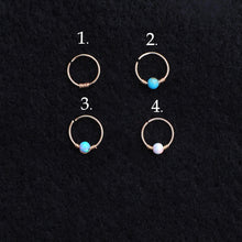 Load image into Gallery viewer, Nose Hoop 9ct Gold Nose Ring with Opal, Turquoise, Gold Wrap Midwinter Hollow
