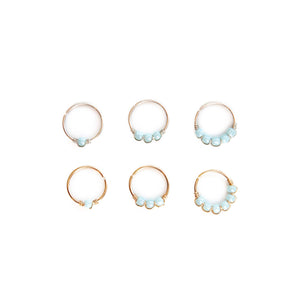 Nose Hoop Baby Blue Beaded Nose Ring Midwinter Hollow