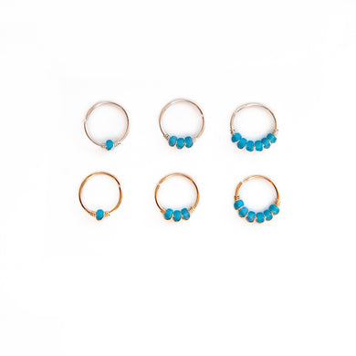 Nose Hoop Blue Beaded Nose Ring Midwinter Hollow